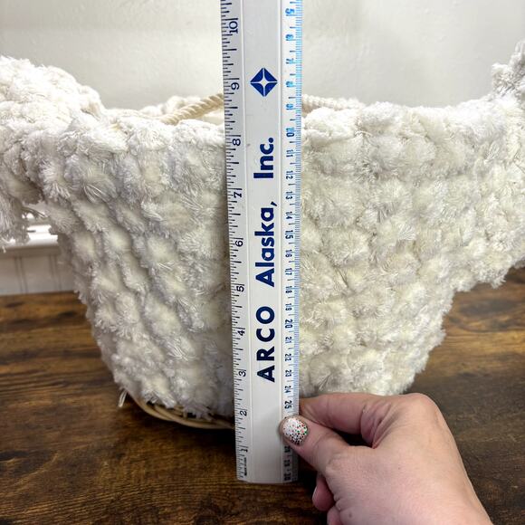 Hen Egg Gathering Basket Macrame Chicken Handmade Farmhouse Decor Rustic Large - Picture 14 of 16